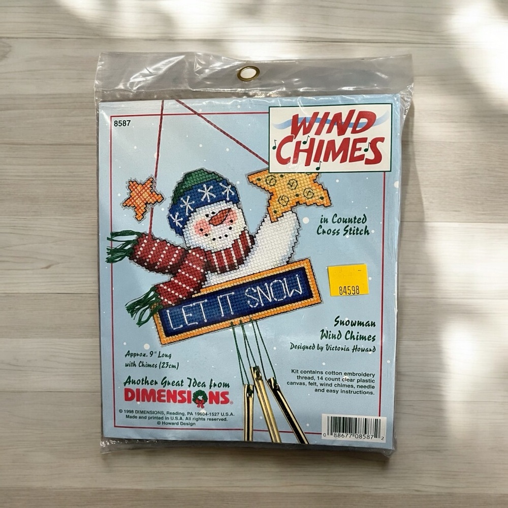 NWT Dimensions Wind Chimes Snowman Counted Cross Stitch Kit